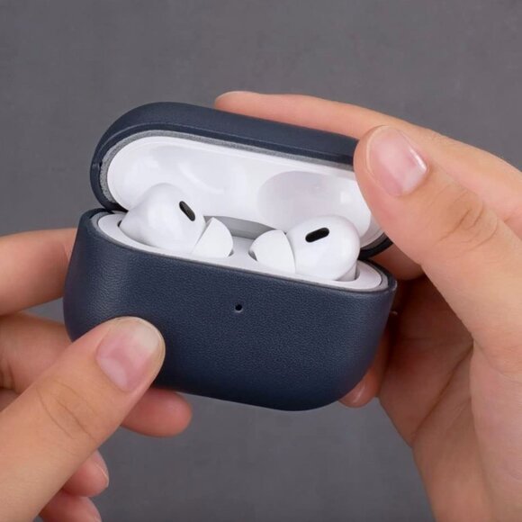 NWT NAVY BLUE Smooth Leather Case for Apple Airpods Pro 2 - Picture 9 of 9